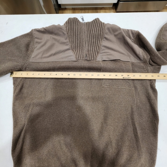 Duluth Trading Co Men XL 1/4 Zip Mock Neck Wool Blend Knit Sweater Elbow Patches - Picture 9 of 12